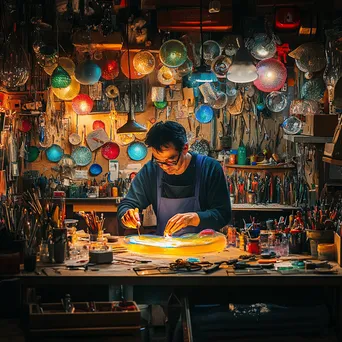 Artisan creating a glass sculpture in a workshop - Image 3