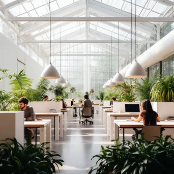 Individuals working in a bright, minimalist co-working space - Image 1