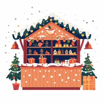 Christmas market logo with festive stalls and decorations - Image 1