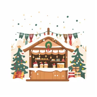 Christmas market logo with festive stalls and decorations - Image 2