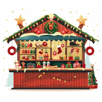 Christmas market logo with festive stalls and decorations - Image 4