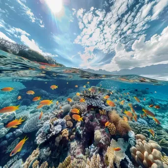 Colorful coral reef with fish and sea plants - Image 1