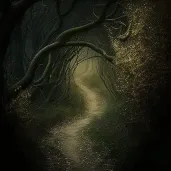 Enchanted forest path with a flickering will-o-the-wisp - Image 2