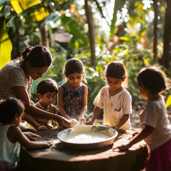 Family Butter Making Experience Outdoors