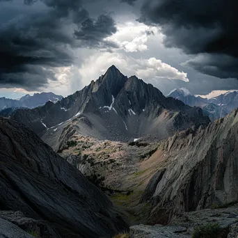 Dramatic Storm Clouds Over Mountain Ridges