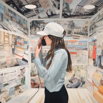 Person navigating a maze of pop-up ads in a virtual reality setting - Image 3