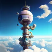 Concept image of a space elevator stretching to geostationary orbit - Image 1