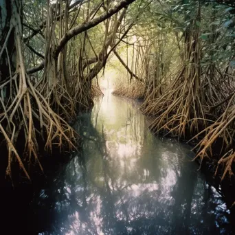 Dense mangrove forest with roots in clear water - Image 3