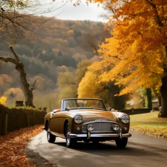 Classic Convertible Car in Scenic Countryside