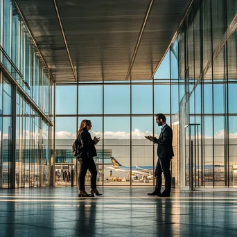 Business Partners Discussing Outside Airport