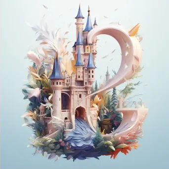 Whimsical fairy tale-themed typography in pastel low poly art style - Image 2