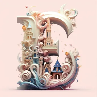 Whimsical fairy tale-themed typography in pastel low poly art style - Image 3