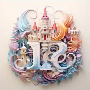 Whimsical fairy tale-themed typography in pastel low poly art style - Image 4