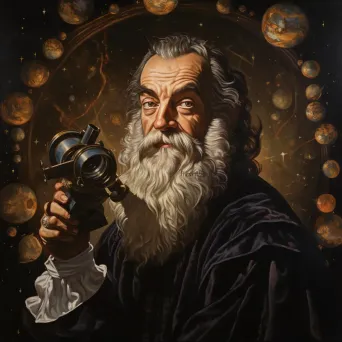 Galileo Galilei contemplating the universe in a Baroque-style portrait - Image 2