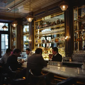 Sophisticated cocktail bar with patrons and elegant decor - Image 2