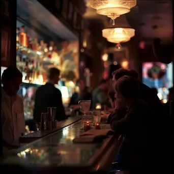 Sophisticated cocktail bar with patrons and elegant decor - Image 3