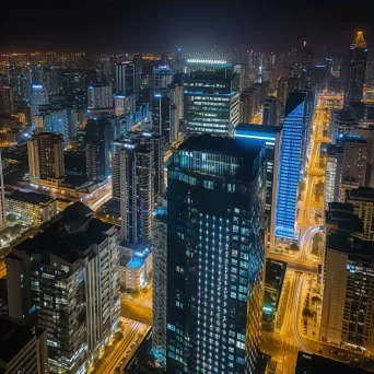 Cityscape at night with illuminated skyscrapers - Image 3