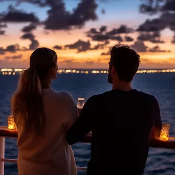 Couples enjoying evening on cruise ship balcony. - Image 2