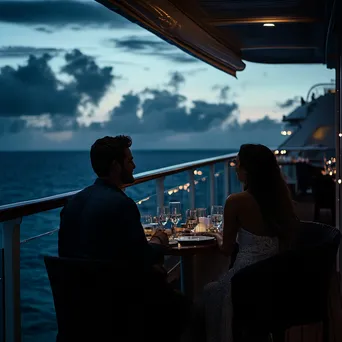 Couples enjoying evening on cruise ship balcony. - Image 3