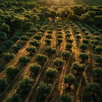 Aerial view of cork oak trees showing bark removal - Image 1