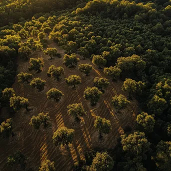 Aerial view of cork oak trees showing bark removal - Image 4