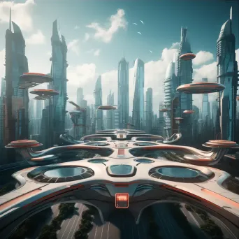 Futuristic city skyline with advanced architecture and flying vehicles - Image 3