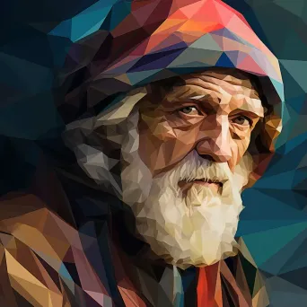 Low-poly portrait of a wise old man - Image 1