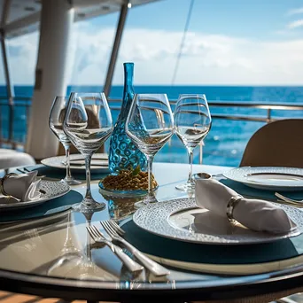 Luxury cruise ship dining with ocean view. - Image 3