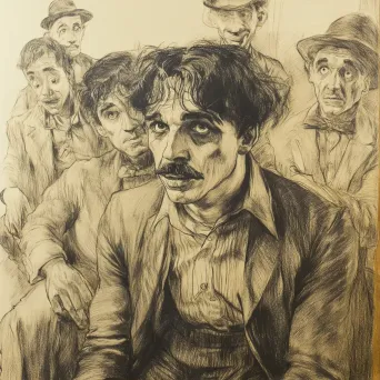 Pencil sketch from the silent film era with sepia tones - Image 1