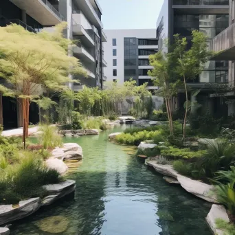 Urban Oasis with Tranquil Water Features