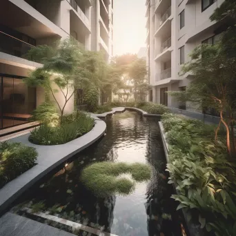 Urban oasis with water features in city center - Image 4