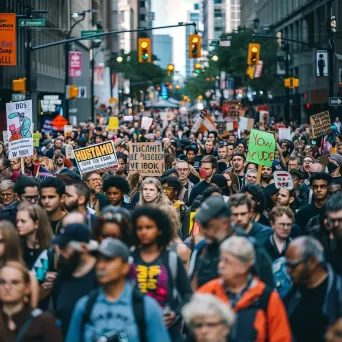 Diverse group in protest march for human rights - Image 1