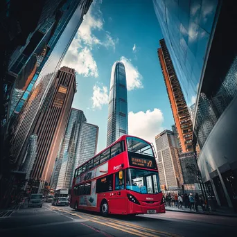 Double-Decker Bus and City Landmarks