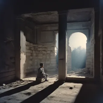 Moonlit shadows cast on ancient ruins - Image 2