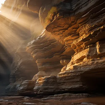 Sedimentary Rock Cliff Faces with Sunbeams