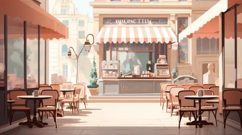 Pastel-colored Parisian café scene in low poly Art Deco style - Image 3