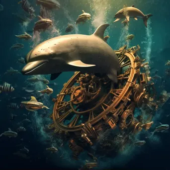 Clockwork ocean with mechanical whales and steam-powered dolphins - Image 2