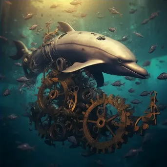 Clockwork ocean with mechanical whales and steam-powered dolphins - Image 4