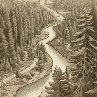 Dense forest with pine trees and a winding river - Image 3