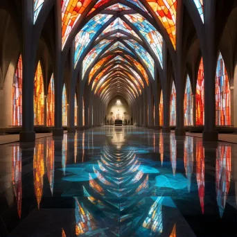 Collection of multicolored stained glass windows and colorful light - Image 1