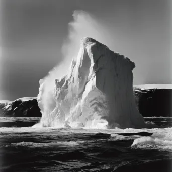 Iceberg calving from glacier into ocean waters - Image 1