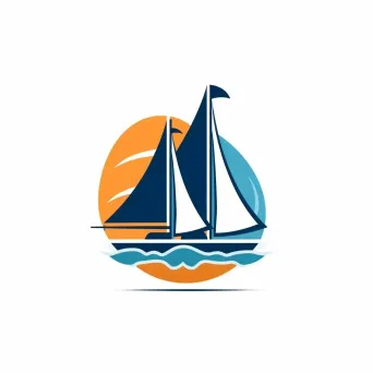 Sailing excursion logo with sailboat on azure waters - Image 3