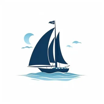 Sailing excursion logo with sailboat on azure waters - Image 4