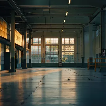 Empty factory floor illuminated by natural light - Image 2