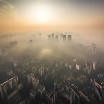 Smog and haze over urban cityscape due to air pollution - Image 1