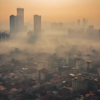 Smog and haze over urban cityscape due to air pollution - Image 4