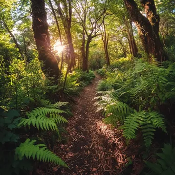 Fern-Lined Forest Path