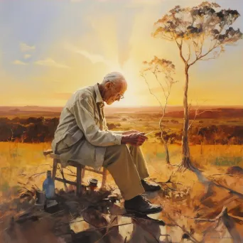 Elderly Man Painting in Soft Afternoon Sunlight - Image Generated - Image 3