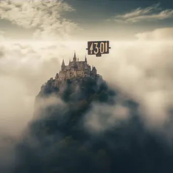 Enchanted castle in the clouds with 