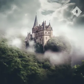 Enchanted castle in the clouds with 